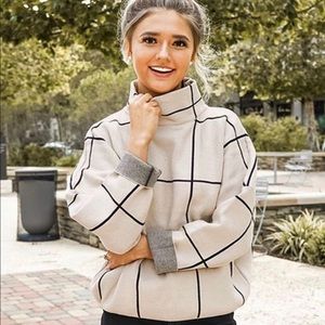 Chicwish Turtleneck Grid Sweater sz S/M
